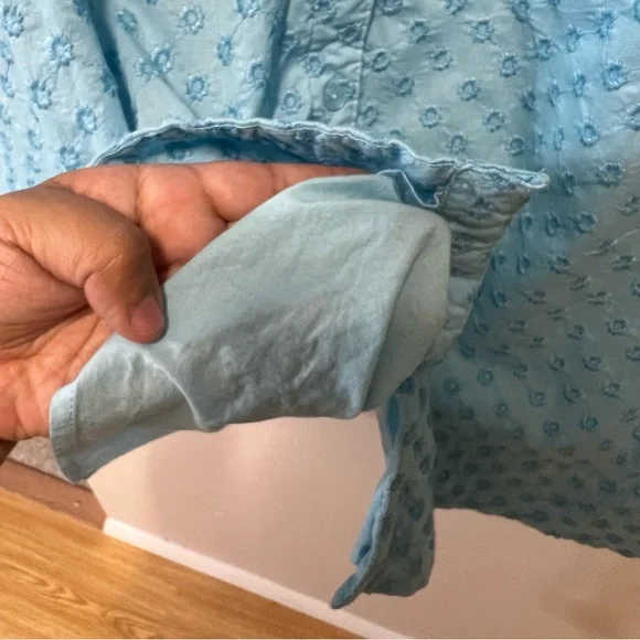 Kate Spade Light Blue Embroidered T Shirt Dress with Belt - Picture 9 of 11